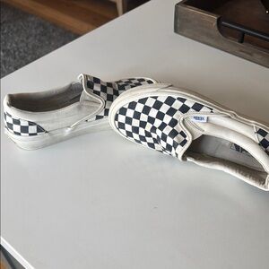 Vans Black and White Checkerboard Slip-Ons